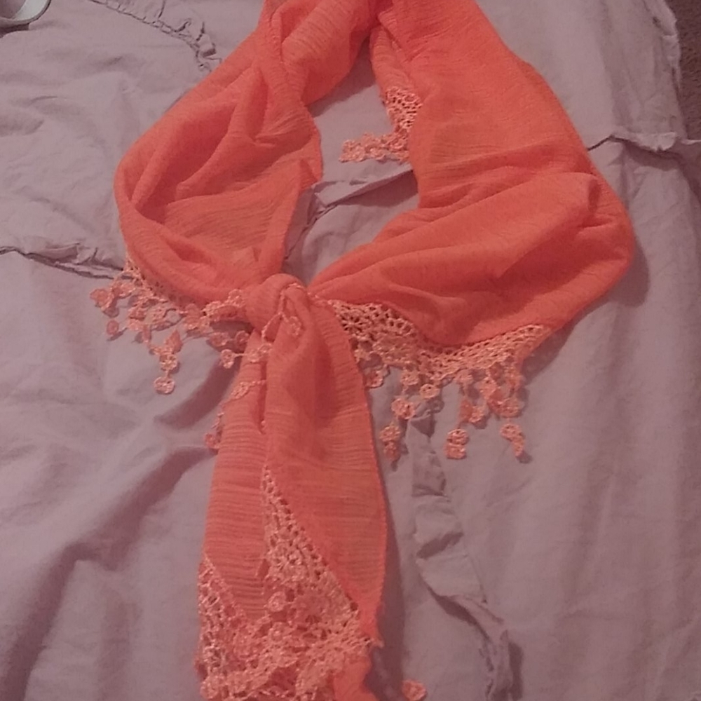 Women's/girls Orange laced bottom scarf